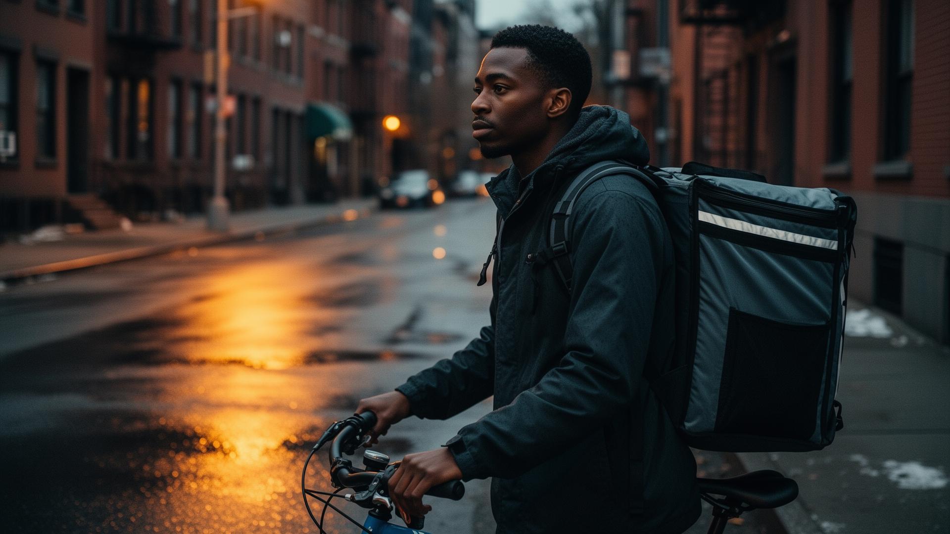 Delivery driver at the end of a shift
